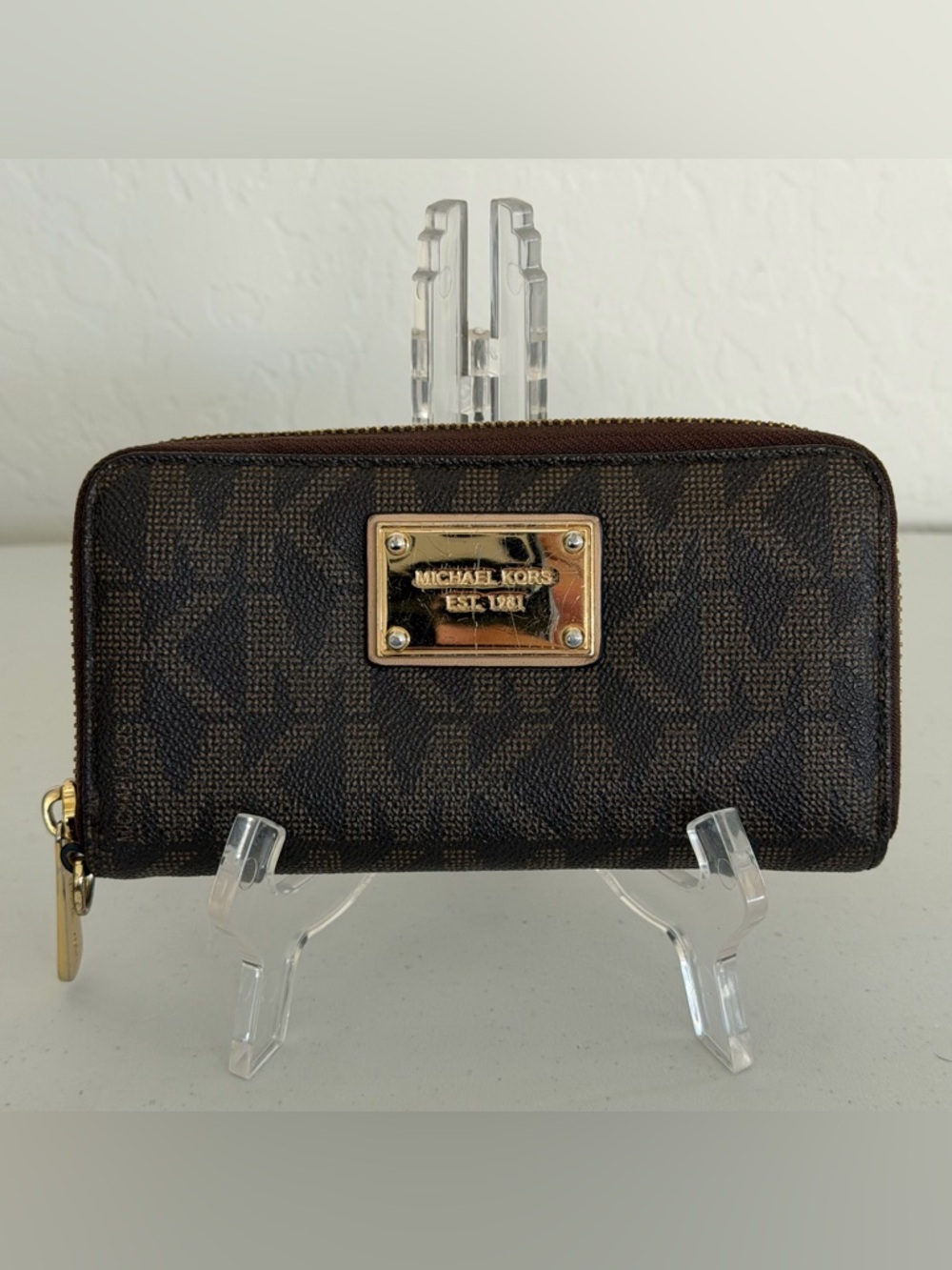 Michael Kors Signature Coated Canvas Logo Zip Around  Wallet